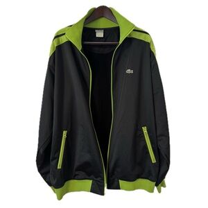 Lacoste Track Jacket with Full Zip Black/Lime Green Men’s Size 11 (3XL)